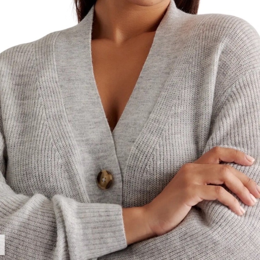 Quince Baby Alpaca Wool Oversized Cardigan Gray Size M Lightweight Soft - Picture 2 of 11